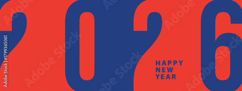 Celebrate Happy new year 2026 background. Holiday greeting card design. Vector illustration.