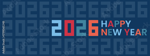 Celebrate Happy new year 2026 background. Holiday greeting card design. Vector illustration.