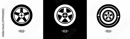 Velg icon set. Collection of black icon. Stock vector.