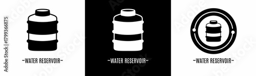 Water reservoir logo set. Collection of black and white logos. Stock vector.