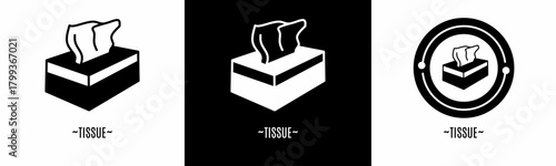 Tissue logo set. Collection of black and white logos. Stock vector.