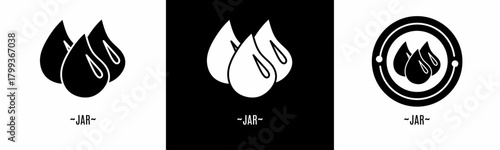 Water drop logo set. Collection of black and white logos. Stock vector.