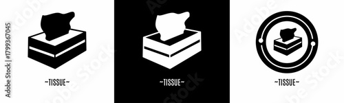 Tissue logo set. Collection of black and white logos. Stock vector.