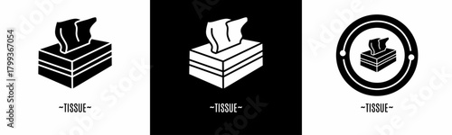 Tissue logo set. Collection of black and white logos. Stock vector.
