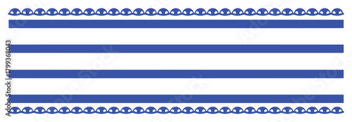 Blue and White Horizontal Stripes and Decorative Borders for Design