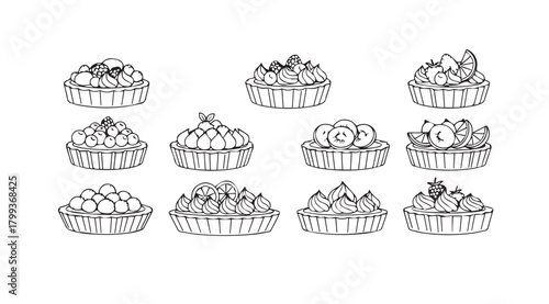 Collection of twelve hand drawn succulent plant silhouettes in pots