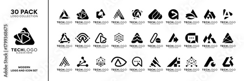 Set of initial letter A logo design inspiration. Geometric abstract logo icon vector isolated on white background.