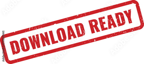 Official red download ready textured stamp for digital content and file delivery