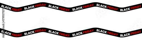 Black Friday ribbons. Crossed red ribbons and tapes with text on a transparent background. Black Friday sale banner with space for text. Vector.