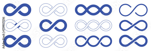 Collection of Infinity Symbols in Blue and Outline Variations