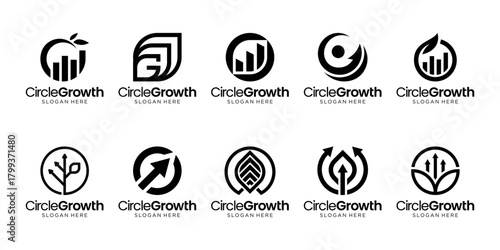 Set of abstract financial growth logo design inspiration. Geometric abstract logo icon vector isolated on white background.