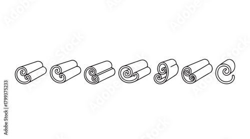 Collection of detailed architectural roof tile silhouettes in a row