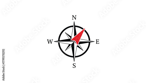 Compass rose illustration simple graphic with cardinal directions isolated on a clean white background for navigation and mapping applications