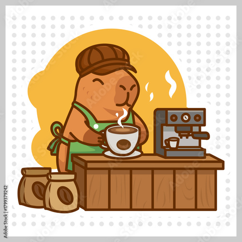 Capybara Barista Brewing Coffee