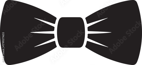 Black bow tie vector icon representing formal wear and elegance for fashion or event related content