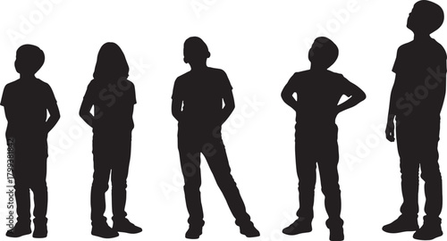 Children silhouettes standing
