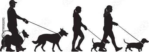 Dog walking silhouettes