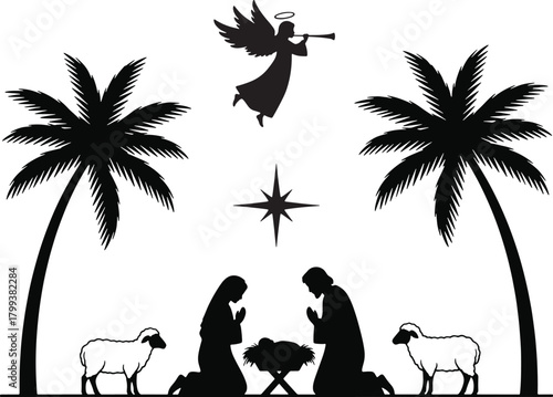 Nativity scene silhouette