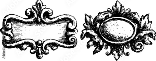 Decorative frames in vintage style. Ornate vector illustration set featuring detailed design elements suitable for various decorative applications.