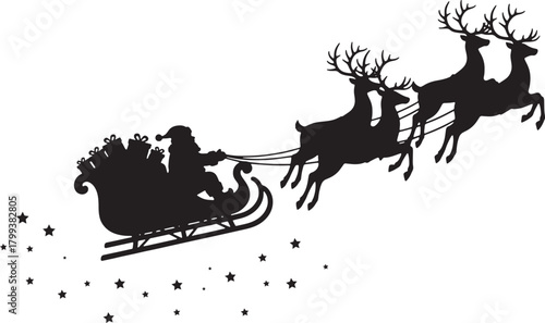 Santa with sleigh reindeer