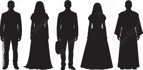 Silhouette of people in formal attire