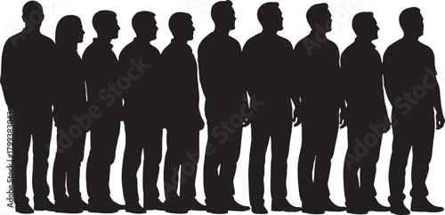 Silhouette of people in line