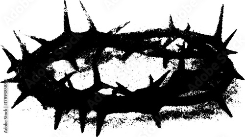 Vintage crown of thorns engraving. Black outline drawing with sharp details, suitable for artistic vector illustrations.