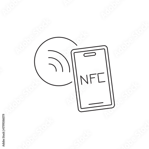 Wireless NFC Signal Mobile Phone Payment Line Art