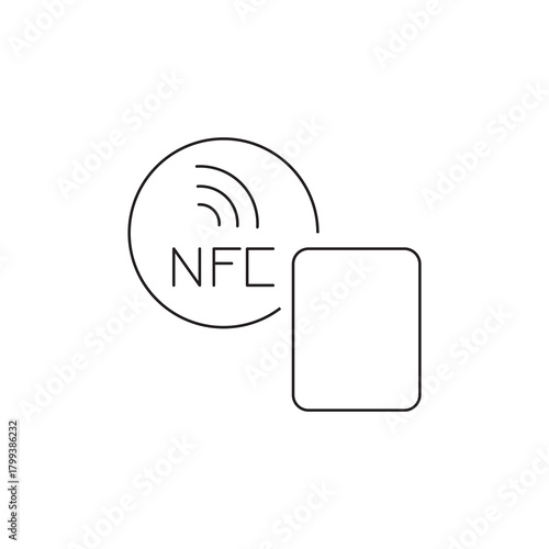 Mobile NFC Contactless Payment Smartphone Line Art