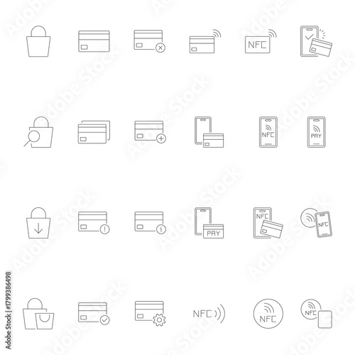 Large E-commerce and Payment Outline Icon Collection