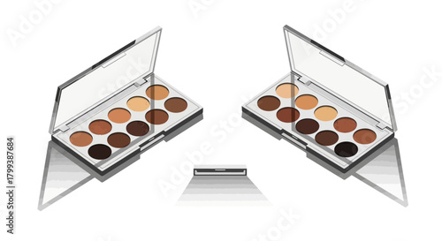 Elegant eyeshadow palette illustration showcasing neutral and earth-tone color schemes