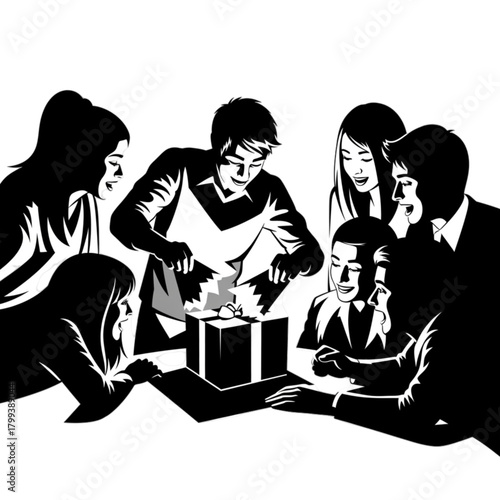 A group of friends or colleagues celebrating an event together.