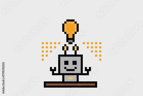 Cartoon cute of robot graduation student school academic or graduate university with machine learning robotic pixel art 8 bit.