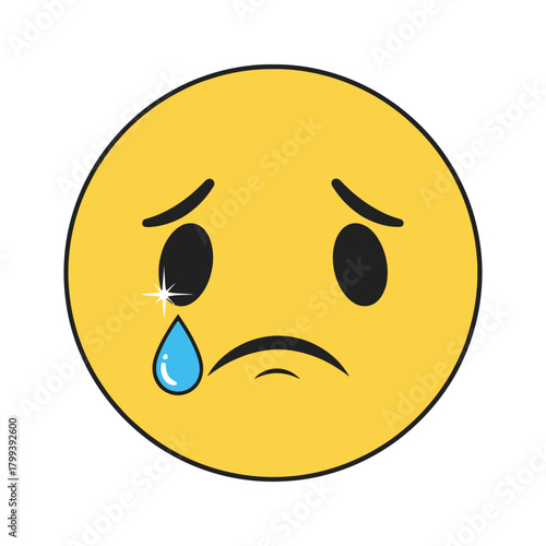Sad Emoji with Tears A Yellow Face Expressing Sorrow and Disappointment