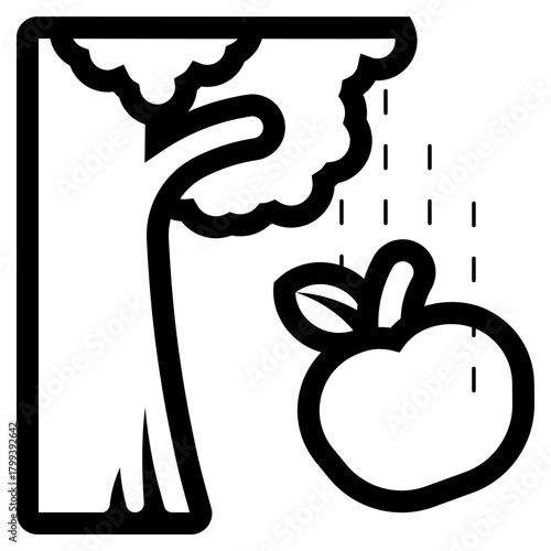 apple fruit fall from tree icon