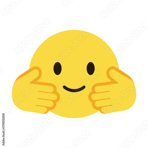 Joyful Emoji with Thumbs Up Gesture, Symbolizing Approval and Positivity