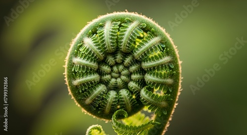 Fern Frond Unfurling Macro Shot