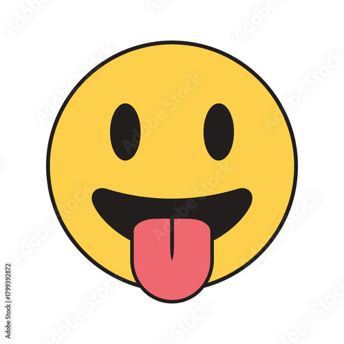 Funny emoji face with tongue sticking out, vector illustration