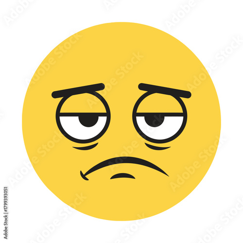 Sad and Tired Emoji Face with Drooping Eyes and Grimace