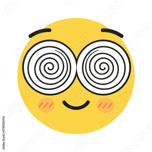 Dizzy Emoji with Swirling Eyes and Blushing Cheeks Vector Illustration