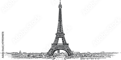 Eiffel Tower Sketch Iconic Parisian Landmark Illustration