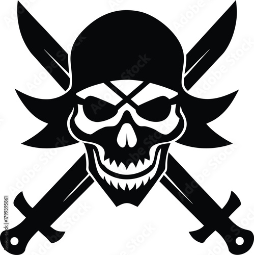 Pirate Skull and Cross Swords Silhouette