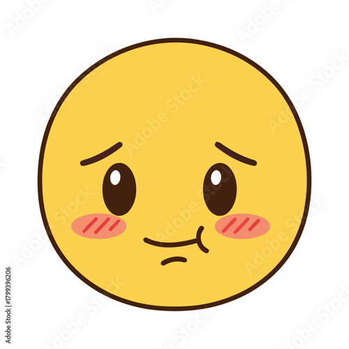 Pleading Emoji with Adorable Eyes and Rosy Cheeks - Vector Illustration