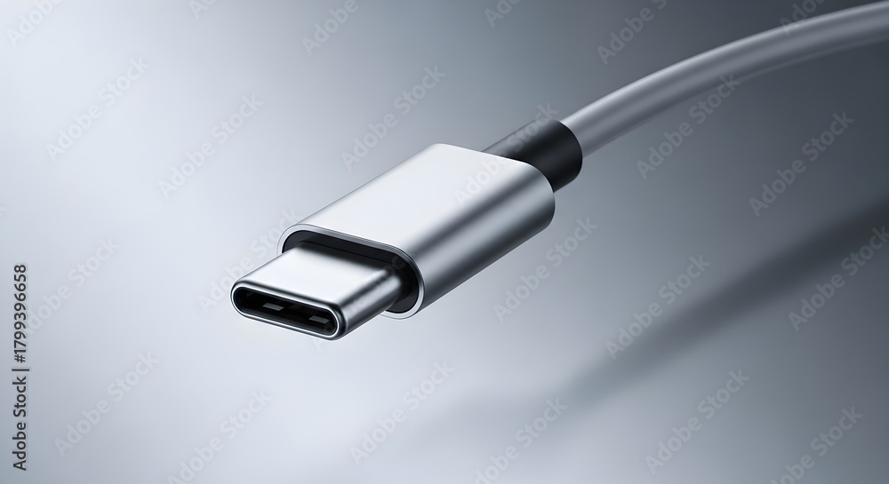 Fototapeta premium High-Resolution Close-Up of a USB-C Connector for Data Transfer and Power Delivery