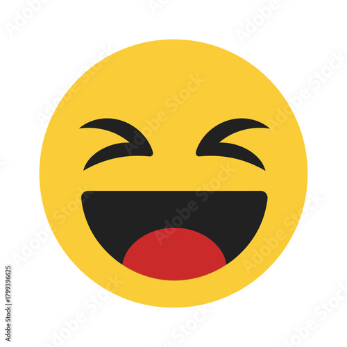 Vibrant yellow emoji face expressing pure joy and unrestrained laughter, perfect for conveying happiness in digital communication