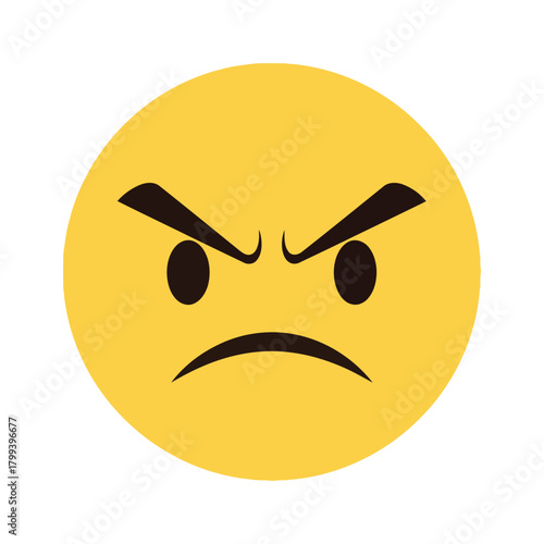 Angry face emoticon in yellow, showing an expression of frustration or rage