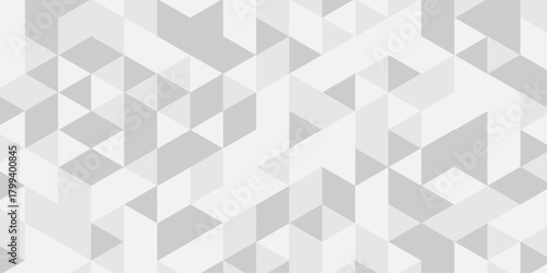 Abstract geometric wall tile and metal cube background triangle wallpaper. Seamless geometric pattern low polygon backdrop background. Gray diamond overlap polygonal background.	