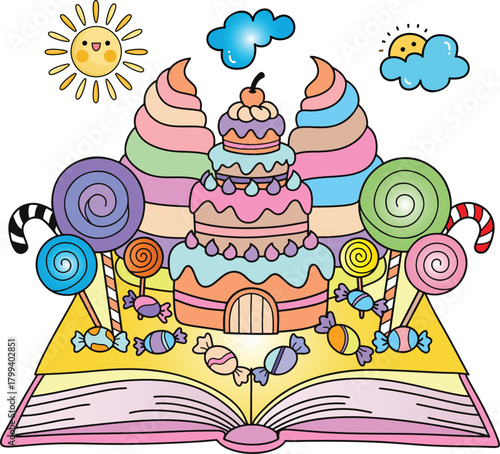 Colorful Candy Castle Storybook Sweet Fantasy