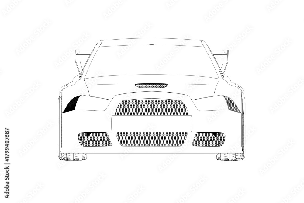 Obraz premium car outline drawing, sketch, contour image