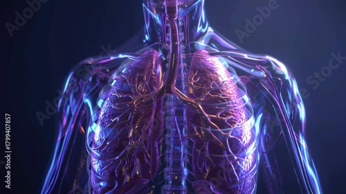 Futuristic Digital Visualization of Human Inner Anatomy with Neon Effects
